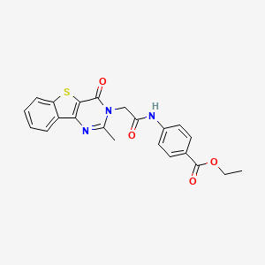 molecular formula C22H19N3O4S B6551847 ethyl 4-(2-{4-methyl-6-oxo-8-thia-3,5-diazatricyclo[7.4.0.0^{2,7}]trideca-1(13),2(7),3,9,11-pentaen-5-yl}acetamido)benzoate CAS No. 1040657-08-6