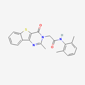 molecular formula C21H19N3O2S B6551886 N-(2,6-dimethylphenyl)-2-{4-methyl-6-oxo-8-thia-3,5-diazatricyclo[7.4.0.0^{2,7}]trideca-1(13),2(7),3,9,11-pentaen-5-yl}acetamide CAS No. 1040670-11-8