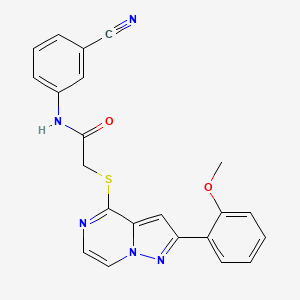 molecular formula C22H17N5O2S B6552118 N-(3-cyanophenyl)-2-{[2-(2-methoxyphenyl)pyrazolo[1,5-a]pyrazin-4-yl]sulfanyl}acetamide CAS No. 1040675-87-3