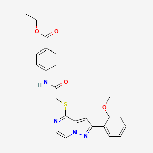 molecular formula C24H22N4O4S B6552128 ethyl 4-(2-{[2-(2-methoxyphenyl)pyrazolo[1,5-a]pyrazin-4-yl]sulfanyl}acetamido)benzoate CAS No. 1040676-01-4