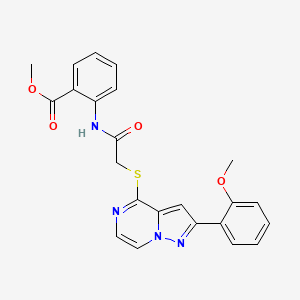 molecular formula C23H20N4O4S B6552145 methyl 2-(2-{[2-(2-methoxyphenyl)pyrazolo[1,5-a]pyrazin-4-yl]sulfanyl}acetamido)benzoate CAS No. 1040676-29-6