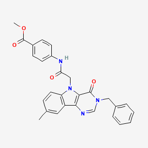 molecular formula C28H24N4O4 B6552195 methyl 4-(2-{3-benzyl-8-methyl-4-oxo-3H,4H,5H-pyrimido[5,4-b]indol-5-yl}acetamido)benzoate CAS No. 1040679-09-1