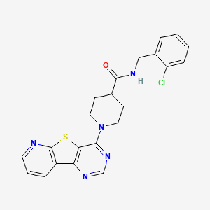 molecular formula C22H20ClN5OS B6552328 N-[(2-chlorophenyl)methyl]-1-{8-thia-3,5,10-triazatricyclo[7.4.0.0^{2,7}]trideca-1(13),2(7),3,5,9,11-hexaen-6-yl}piperidine-4-carboxamide CAS No. 1040681-03-5