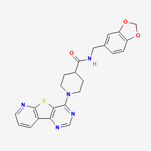 molecular formula C23H21N5O3S B6552329 N-[(2H-1,3-benzodioxol-5-yl)methyl]-1-{8-thia-3,5,10-triazatricyclo[7.4.0.0^{2,7}]trideca-1(13),2(7),3,5,9,11-hexaen-6-yl}piperidine-4-carboxamide CAS No. 1040681-09-1