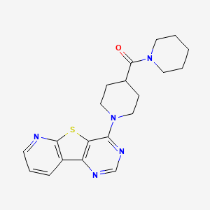 molecular formula C20H23N5OS B6552335 6-[4-(piperidine-1-carbonyl)piperidin-1-yl]-8-thia-3,5,10-triazatricyclo[7.4.0.0^{2,7}]trideca-1(13),2(7),3,5,9,11-hexaene CAS No. 1040681-48-8