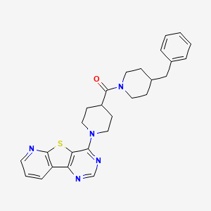 molecular formula C27H29N5OS B6552343 6-[4-(4-benzylpiperidine-1-carbonyl)piperidin-1-yl]-8-thia-3,5,10-triazatricyclo[7.4.0.0^{2,7}]trideca-1(13),2(7),3,5,9,11-hexaene CAS No. 1040681-67-1