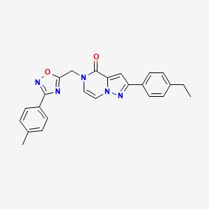 molecular formula C24H21N5O2 B6552433 2-(4-ethylphenyl)-5-{[3-(4-methylphenyl)-1,2,4-oxadiazol-5-yl]methyl}-4H,5H-pyrazolo[1,5-a]pyrazin-4-one CAS No. 1040685-20-8