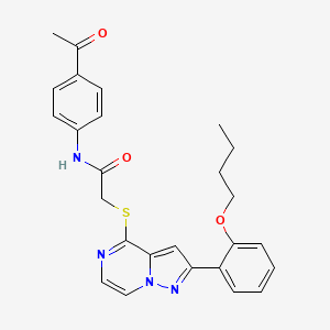 molecular formula C26H26N4O3S B6552514 N-(4-acetylphenyl)-2-{[2-(2-butoxyphenyl)pyrazolo[1,5-a]pyrazin-4-yl]sulfanyl}acetamide CAS No. 1040654-03-2