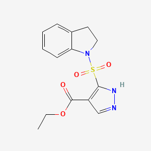 molecular formula C14H15N3O4S B6552769 ethyl 5-(indolin-1-ylsulfonyl)-1H-pyrazole-4-carboxylate CAS No. 1239035-91-6