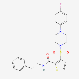 molecular formula C23H24FN3O3S2 B6554705 3-{[4-(4-fluorophenyl)piperazin-1-yl]sulfonyl}-N-(2-phenylethyl)thiophene-2-carboxamide CAS No. 1040656-95-8