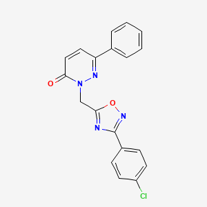 molecular formula C19H13ClN4O2 B6554734 2-{[3-(4-chlorophenyl)-1,2,4-oxadiazol-5-yl]methyl}-6-phenyl-2,3-dihydropyridazin-3-one CAS No. 1040657-49-5