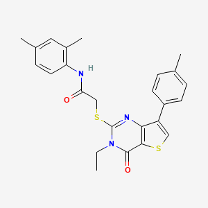 molecular formula C25H25N3O2S2 B6555697 N-(2,4-dimethylphenyl)-2-((3-ethyl-4-oxo-7-(p-tolyl)-3,4-dihydrothieno[3,2-d]pyrimidin-2-yl)thio)acetamide CAS No. 1040650-18-7
