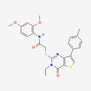 molecular formula C25H25N3O4S2 B6555919 N-(2,4-dimethoxyphenyl)-2-{[3-ethyl-7-(4-methylphenyl)-4-oxo-3H,4H-thieno[3,2-d]pyrimidin-2-yl]sulfanyl}acetamide CAS No. 1040632-18-5