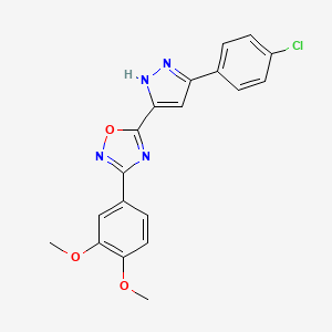 B6555960 5-[3-(4-chlorophenyl)-1H-pyrazol-5-yl]-3-(3,4-dimethoxyphenyl)-1,2,4-oxadiazole CAS No. 1239511-15-9