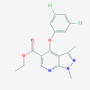 molecular formula C17H15Cl2N3O3 B065562 ethyl 4-(3,5-dichlorophenoxy)-1,3-dimethyl-1H-pyrazolo[3,4-b]pyridine-5-carboxylate CAS No. 174842-36-5