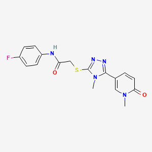 molecular formula C17H16FN5O2S B6557318 N-(4-fluorophenyl)-2-{[4-methyl-5-(1-methyl-6-oxo-1,6-dihydropyridin-3-yl)-4H-1,2,4-triazol-3-yl]sulfanyl}acetamide CAS No. 1040643-33-1
