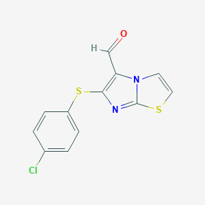 molecular formula C12H7ClN2OS2 B065577 6-[(4-Chlorophenyl)sulfanyl]imidazo[2,1-b][1,3]thiazole-5-carbaldehyde CAS No. 175277-53-9