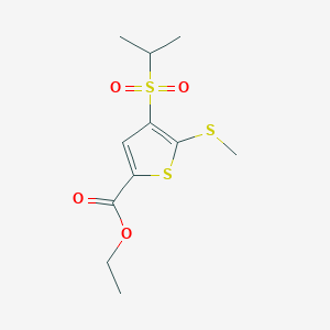 molecular formula C11H16O4S3 B065594 Ethyl 5-methylsulfanyl-4-propan-2-ylsulfonylthiophene-2-carboxylate CAS No. 175202-73-0