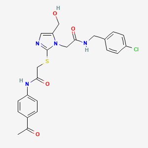 molecular formula C23H23ClN4O4S B6559415 N-(4-acetylphenyl)-2-{[1-({[(4-chlorophenyl)methyl]carbamoyl}methyl)-5-(hydroxymethyl)-1H-imidazol-2-yl]sulfanyl}acetamide CAS No. 921802-78-0
