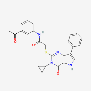 molecular formula C25H22N4O3S B6559460 N-(3-acetylphenyl)-2-({3-cyclopropyl-4-oxo-7-phenyl-3H,4H,5H-pyrrolo[3,2-d]pyrimidin-2-yl}sulfanyl)acetamide CAS No. 1021258-33-2