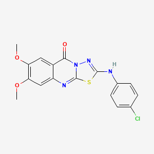 molecular formula C17H13ClN4O3S B6560065 2-[(4-chlorophenyl)amino]-7,8-dimethoxy-5H-[1,3,4]thiadiazolo[2,3-b]quinazolin-5-one CAS No. 1021260-67-2