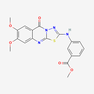 molecular formula C19H16N4O5S B6560071 methyl 3-({7,8-dimethoxy-5-oxo-5H-[1,3,4]thiadiazolo[2,3-b]quinazolin-2-yl}amino)benzoate CAS No. 1021223-50-6