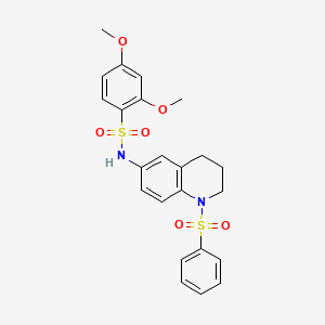 molecular formula C23H24N2O6S2 B6560169 N-[1-(benzenesulfonyl)-1,2,3,4-tetrahydroquinolin-6-yl]-2,4-dimethoxybenzene-1-sulfonamide CAS No. 946283-16-5