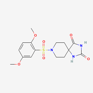 molecular formula C15H19N3O6S B6560200 8-(2,5-dimethoxybenzenesulfonyl)-1,3,8-triazaspiro[4.5]decane-2,4-dione CAS No. 1021264-92-5