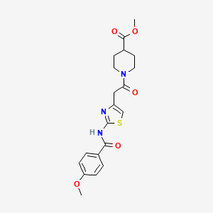 molecular formula C20H23N3O5S B6560289 methyl 1-{2-[2-(4-methoxybenzamido)-1,3-thiazol-4-yl]acetyl}piperidine-4-carboxylate CAS No. 921792-03-2