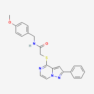 molecular formula C22H20N4O2S B6560392 N-[(4-methoxyphenyl)methyl]-2-({2-phenylpyrazolo[1,5-a]pyrazin-4-yl}sulfanyl)acetamide CAS No. 1021252-39-0