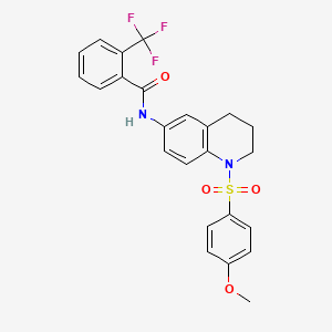 molecular formula C24H21F3N2O4S B6560675 N-[1-(4-methoxybenzenesulfonyl)-1,2,3,4-tetrahydroquinolin-6-yl]-2-(trifluoromethyl)benzamide CAS No. 946260-49-7