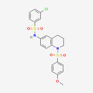 molecular formula C22H21ClN2O5S2 B6560720 3-chloro-N-[1-(4-methoxybenzenesulfonyl)-1,2,3,4-tetrahydroquinolin-6-yl]benzene-1-sulfonamide CAS No. 946283-74-5