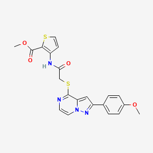 molecular formula C21H18N4O4S2 B6560882 methyl 3-(2-{[2-(4-methoxyphenyl)pyrazolo[1,5-a]pyrazin-4-yl]sulfanyl}acetamido)thiophene-2-carboxylate CAS No. 1021229-62-8
