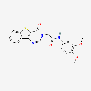 molecular formula C20H17N3O4S B6561222 N-(3,4-dimethoxyphenyl)-2-(4-oxo[1]benzothieno[3,2-d]pyrimidin-3(4H)-yl)acetamide CAS No. 1021256-82-5
