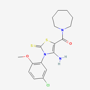molecular formula C17H20ClN3O2S2 B6561316 4-amino-5-(azepane-1-carbonyl)-3-(5-chloro-2-methoxyphenyl)-2,3-dihydro-1,3-thiazole-2-thione CAS No. 1021256-16-5
