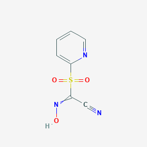 molecular formula C7H5N3O3S B065615 2-Hydroxyimino-2-pyridin-2-ylsulfonylacetonitrile CAS No. 175137-69-6