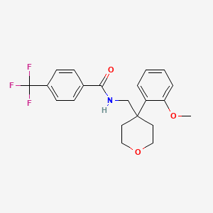 molecular formula C21H22F3NO3 B6561723 N-{[4-(2-methoxyphenyl)oxan-4-yl]methyl}-4-(trifluoromethyl)benzamide CAS No. 1091075-10-3