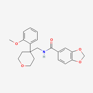 molecular formula C21H23NO5 B6561798 N-{[4-(2-methoxyphenyl)oxan-4-yl]methyl}-2H-1,3-benzodioxole-5-carboxamide CAS No. 1091021-67-8
