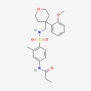 molecular formula C23H30N2O5S B6562047 N-[4-({[4-(2-methoxyphenyl)oxan-4-yl]methyl}sulfamoyl)-3-methylphenyl]propanamide CAS No. 1091133-59-3