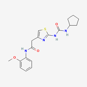 molecular formula C18H22N4O3S B6562097 2-{2-[(cyclopentylcarbamoyl)amino]-1,3-thiazol-4-yl}-N-(2-methoxyphenyl)acetamide CAS No. 921508-20-5