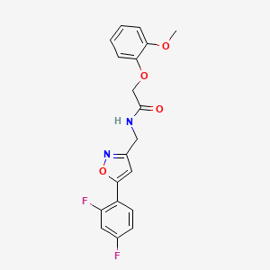 molecular formula C19H16F2N2O4 B6562128 N-{[5-(2,4-difluorophenyl)-1,2-oxazol-3-yl]methyl}-2-(2-methoxyphenoxy)acetamide CAS No. 1021216-65-8