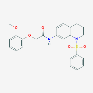 molecular formula C24H24N2O5S B6562166 N-[1-(benzenesulfonyl)-1,2,3,4-tetrahydroquinolin-7-yl]-2-(2-methoxyphenoxy)acetamide CAS No. 946291-03-8