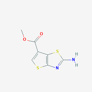 molecular formula C7H6N2O2S2 B065628 2-Amino-thieno[2,3-d]thiazole-6-carboxylic acid methyl ester CAS No. 192879-29-1