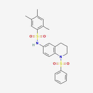 N-[1-(benzenesulfonyl)-1,2,3,4-tetrahydroquinolin-6-yl]-2,4,5-trimethylbenzene-1-sulfonamide
