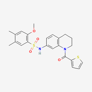 2-methoxy-4,5-dimethyl-N-[1-(thiophene-2-carbonyl)-1,2,3,4-tetrahydroquinolin-7-yl]benzene-1-sulfonamide
