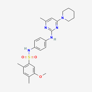 molecular formula C25H31N5O3S B6563304 5-methoxy-2,4-dimethyl-N-(4-{[4-methyl-6-(piperidin-1-yl)pyrimidin-2-yl]amino}phenyl)benzene-1-sulfonamide CAS No. 946292-67-7