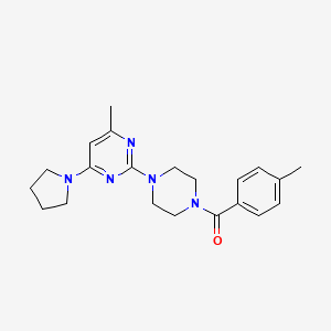 B6564883 4-methyl-2-[4-(4-methylbenzoyl)piperazin-1-yl]-6-(pyrrolidin-1-yl)pyrimidine CAS No. 946338-53-0