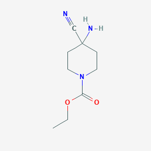 molecular formula C9H15N3O2 B065653 Ethyl 4-amino-4-cyanopiperidine-1-carboxylate CAS No. 161315-18-0