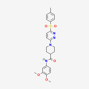 molecular formula C25H28N4O5S B6565589 N-(3,4-dimethoxyphenyl)-1-[6-(4-methylbenzenesulfonyl)pyridazin-3-yl]piperidine-4-carboxamide CAS No. 1021224-46-3