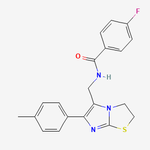 B6565617 4-fluoro-N-{[6-(4-methylphenyl)-2H,3H-imidazo[2,1-b][1,3]thiazol-5-yl]methyl}benzamide CAS No. 946223-83-2